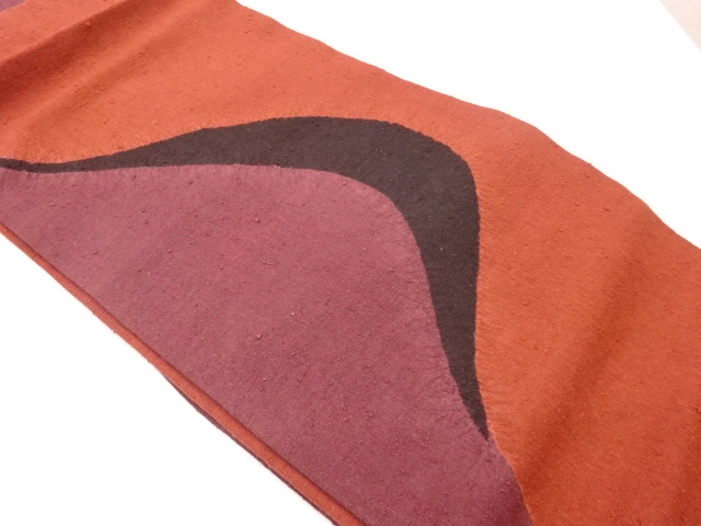 JAPANESE NAGOYA OBI / TSUMUGI / SHIBORI / ABSTRACT WAVY STRIPE